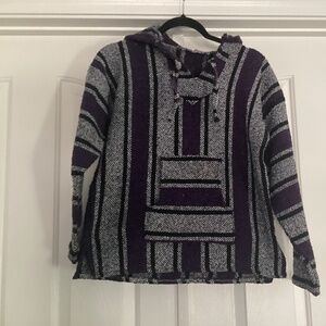 Unbranded Striped Woven Jacket Coat Hoodie, Size Small, Color Black, Multi Color